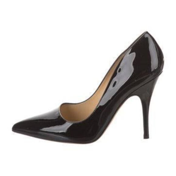 Kate Spade Vivian Black Patent Leather Pumps Heels Pointy Toe Shoe 9 - Picture 1 of 9